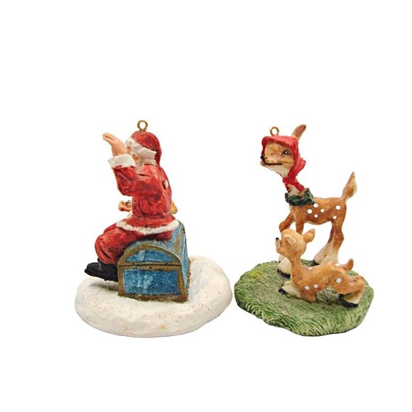 Vintage Ceramic Pottery Holiday Ornaments Santa & Rudolph Reindeer Christmas 3x2 - Picture 4 of 11